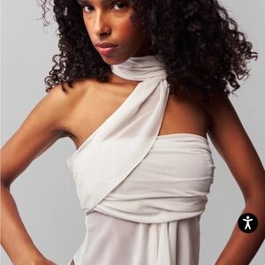 Danielle Guizio White Draped Blouse